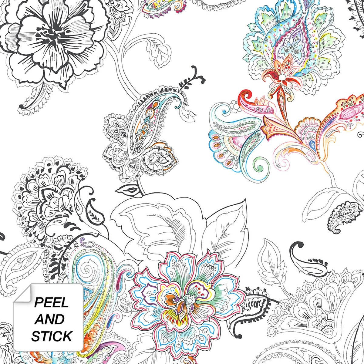 NextWall Paisley Floral Peel and Stick Removable Wallpaper - 20.5 in. W x 18 ft. L