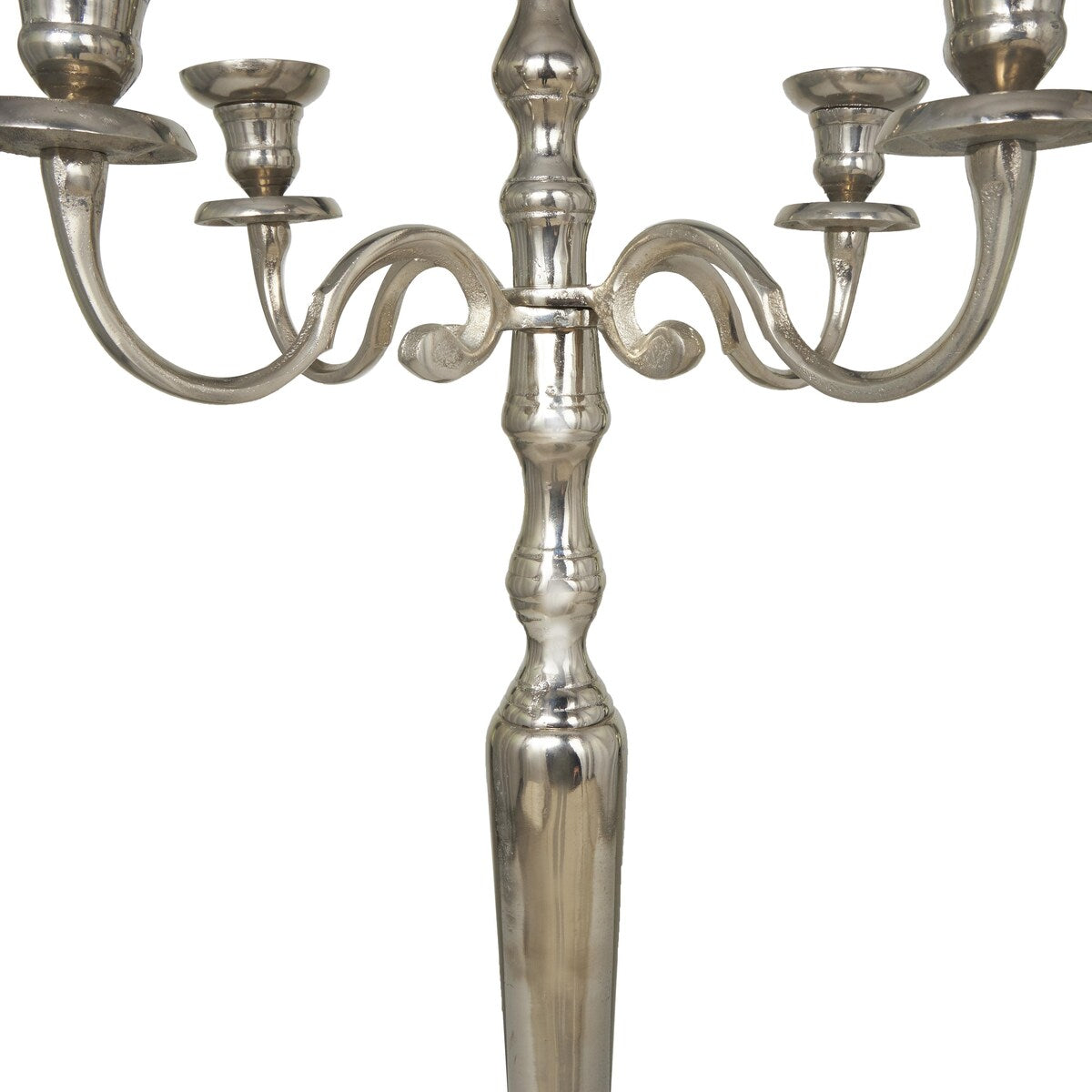 Aluminum Metal Tall Floor 5 Candle Candelabra - Gold or Silver - Roche River Decor