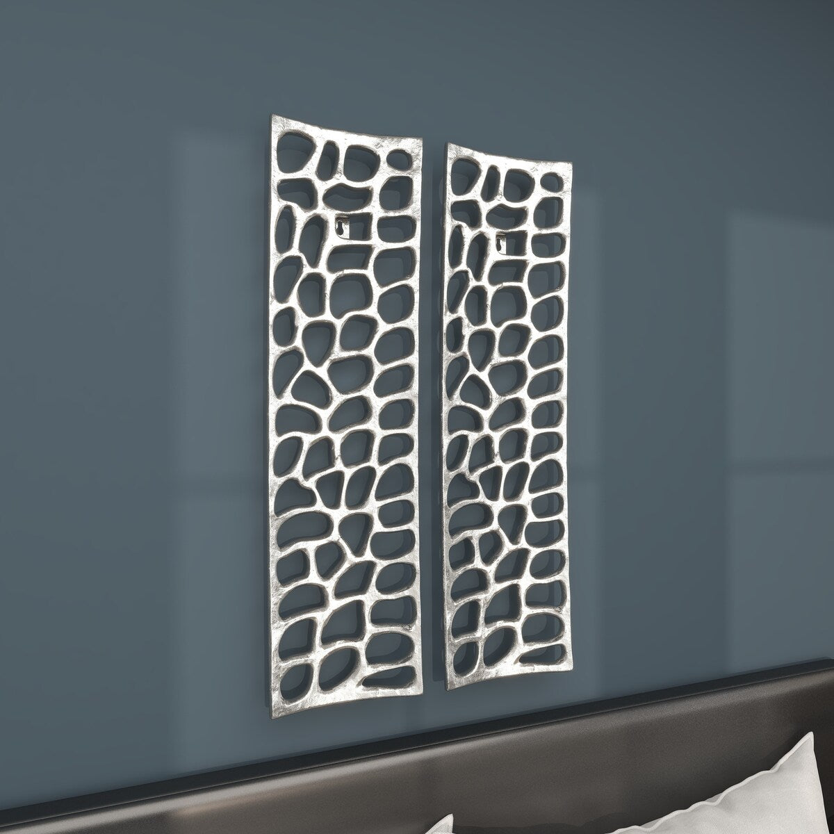 Aluminum Metal Abstract Cutouts Home Wall Decor - Set of 2 Silver - Roche River Decor