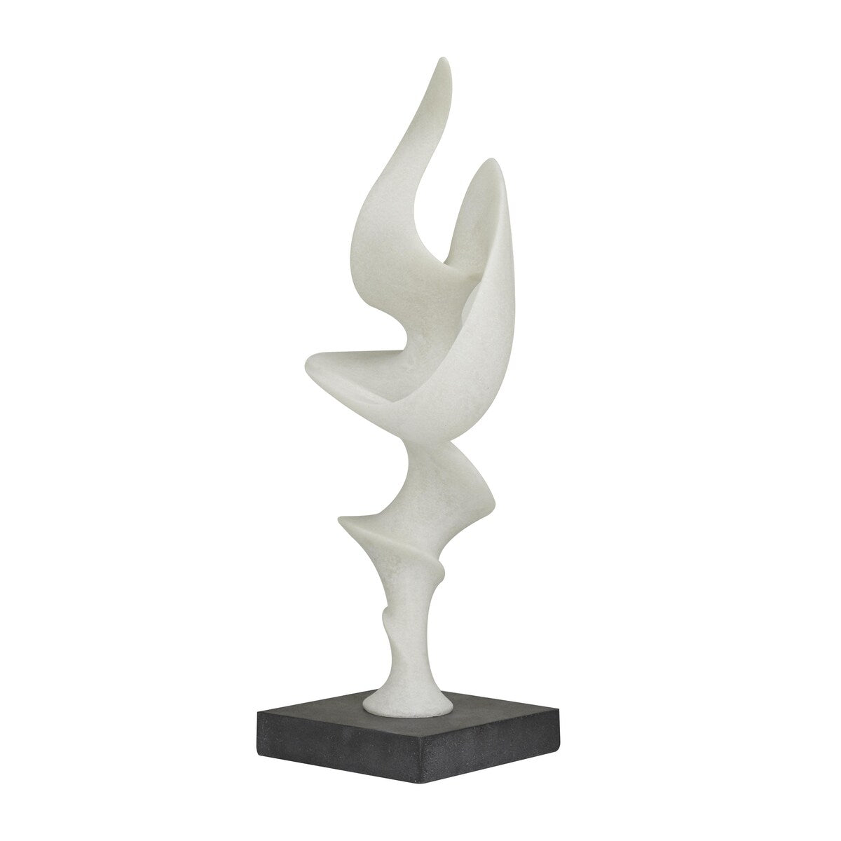 Polystone Abstract Decorative Sculpture with Black Base - White - Roche River Decor