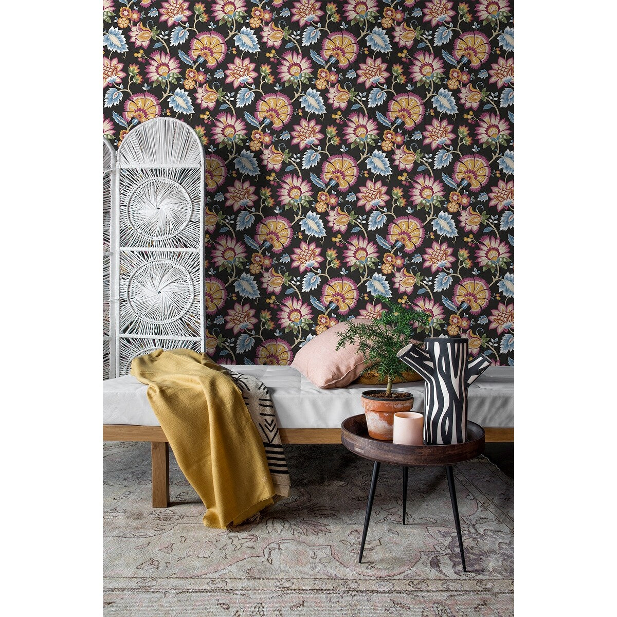 NextWall Jacobean Blossom Floral Peel and Stick Wallpaper