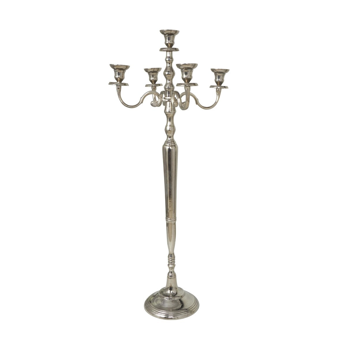 Aluminum Metal Tall Floor 5 Candle Candelabra - Gold or Silver - Roche River Decor