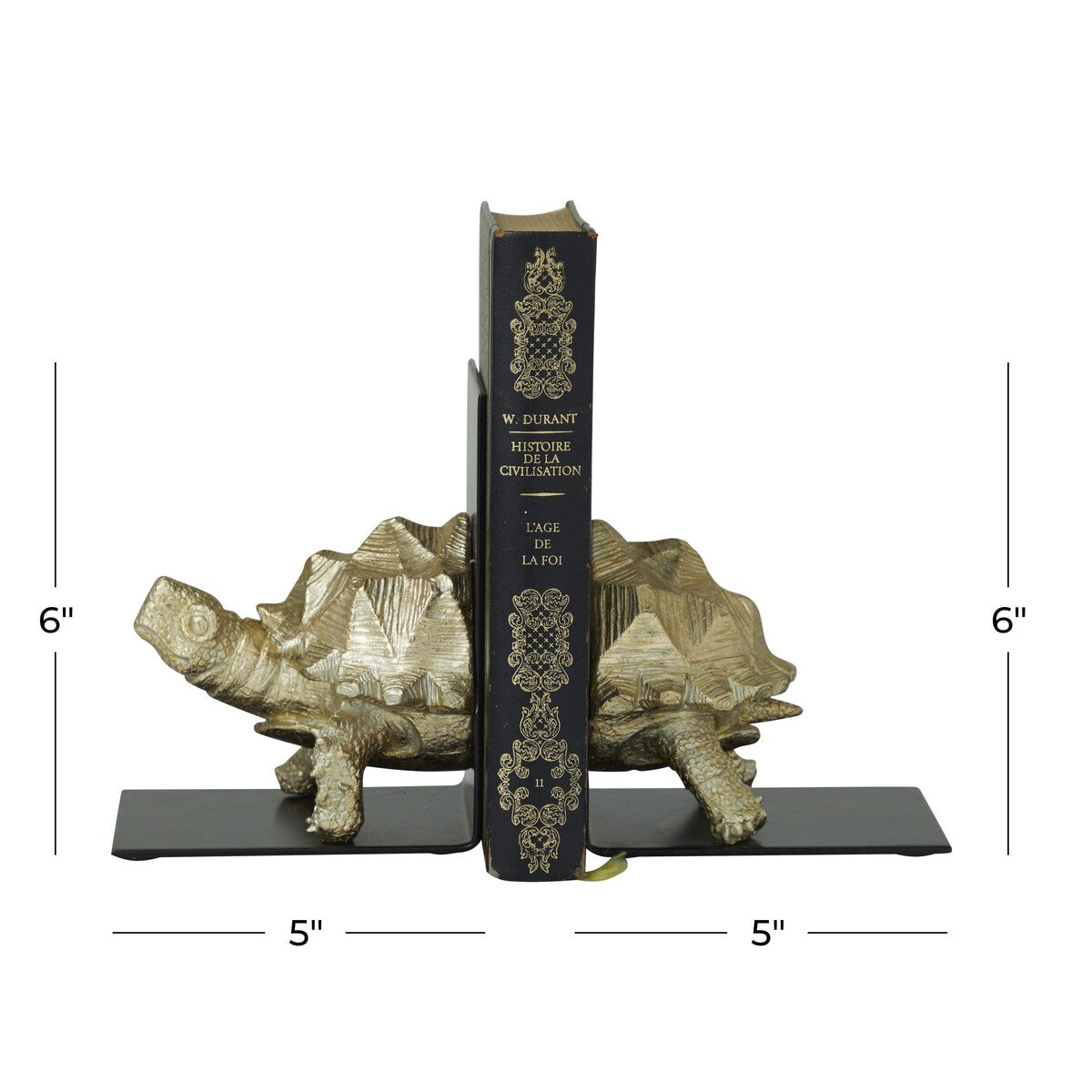 Polystone Turtle Decorative Bookends with Black Stands - Set of 2 Brass - CosmoLiving by Cosmopolitan