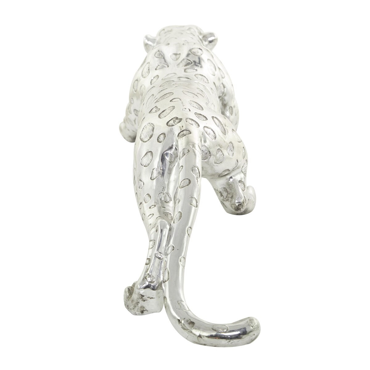 Polystone Leopard Decorative Sculpture - Silver - Roche River Decor