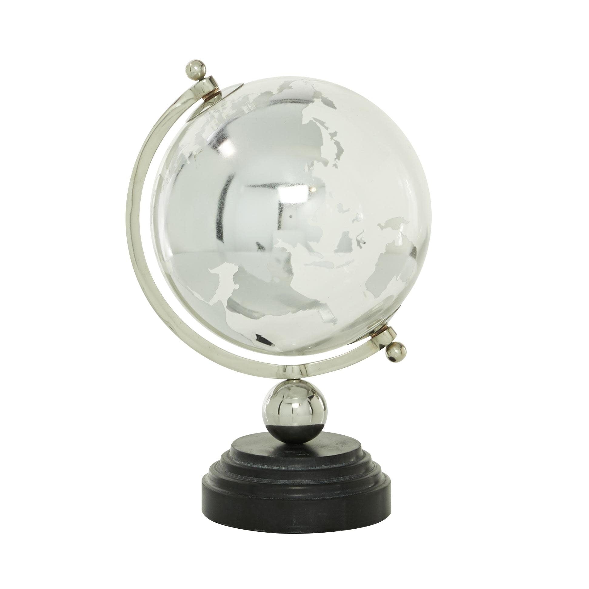 Marble Globe with Marble Base and Black, Tiered or White Base - Silver or Gold - Roche River Decor