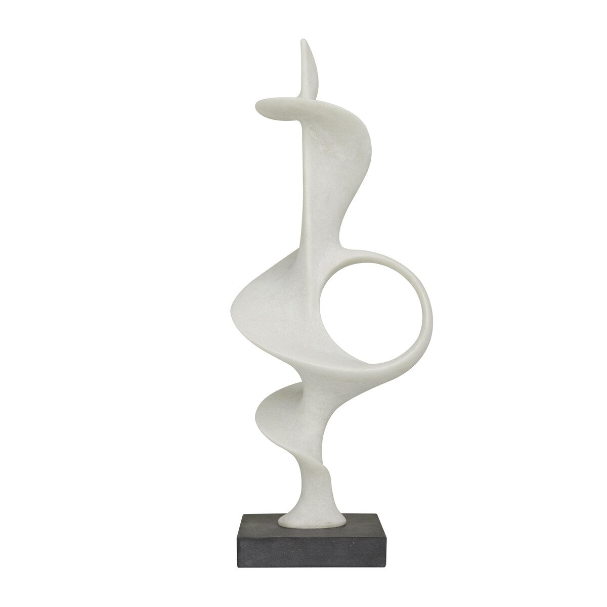 Polystone Abstract Decorative Sculpture with Black Base - White - Roche River Decor