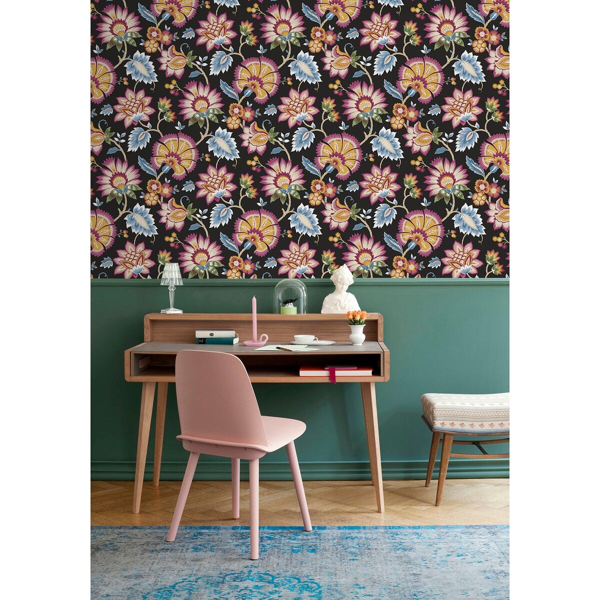 NextWall Jacobean Blossom Floral Peel and Stick Wallpaper