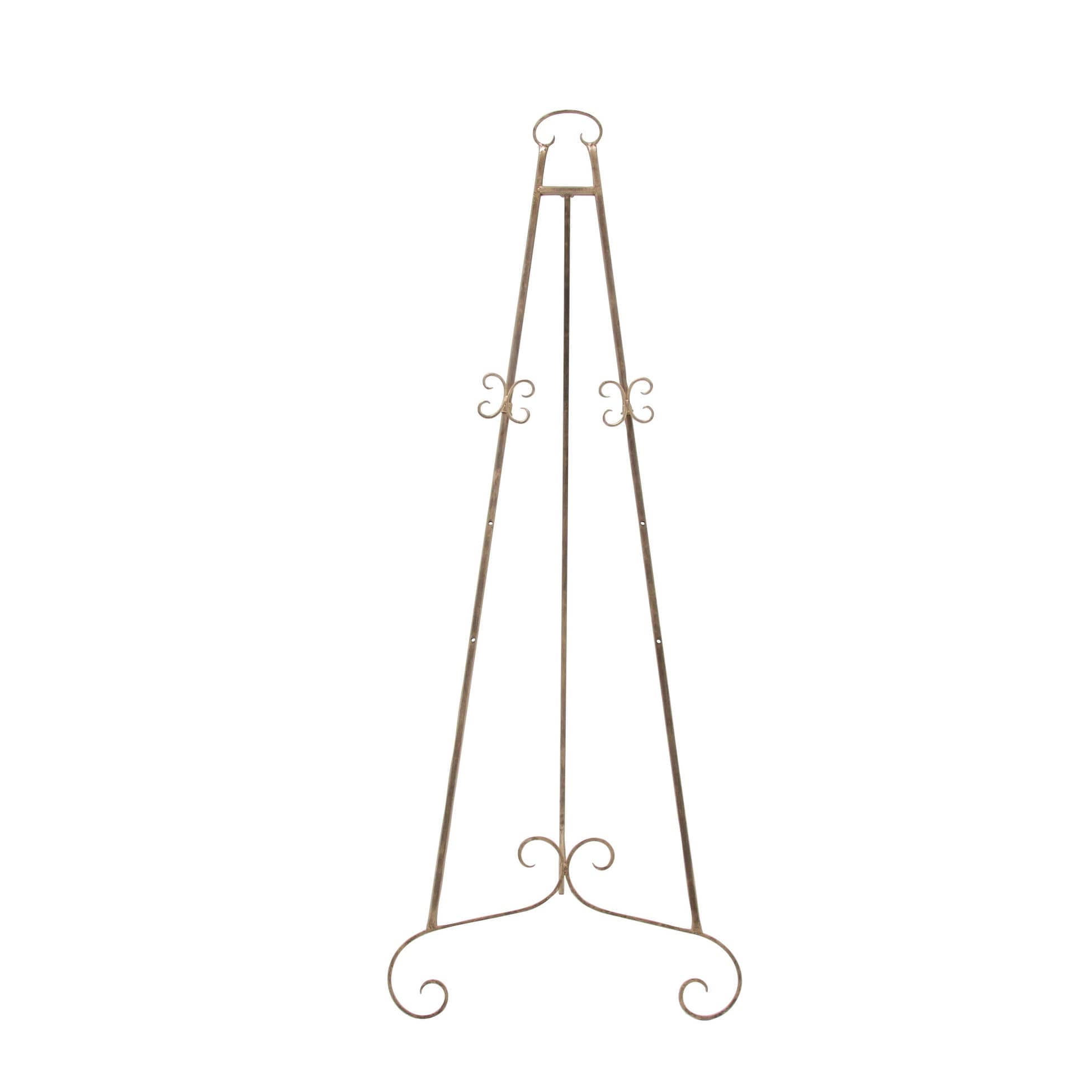 Metal Scroll Large Adjustable 3 Tier Display Easel with Chain Support - Gold, Gray or Silver - Roche River Decor