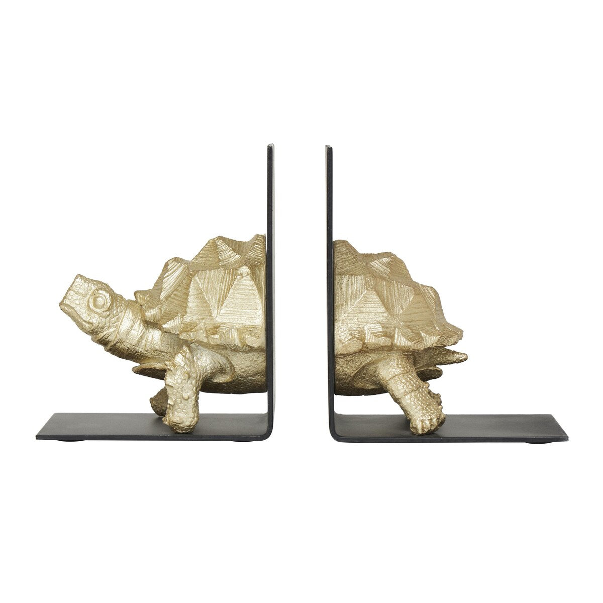 Polystone Turtle Decorative Bookends with Black Stands - Set of 2 Brass - CosmoLiving by Cosmopolitan