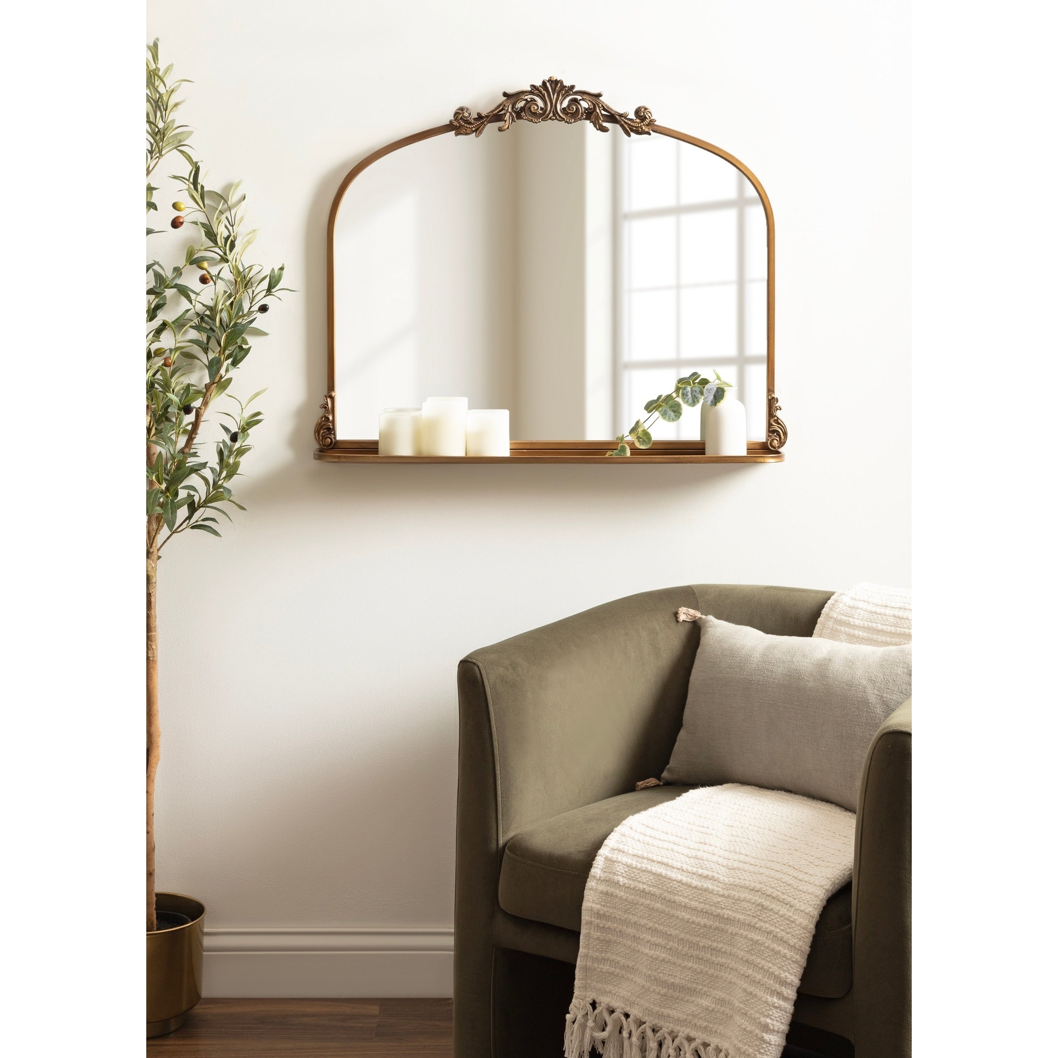 Kate and Laurel Arendahl Traditional Arch Mirror with Shelf