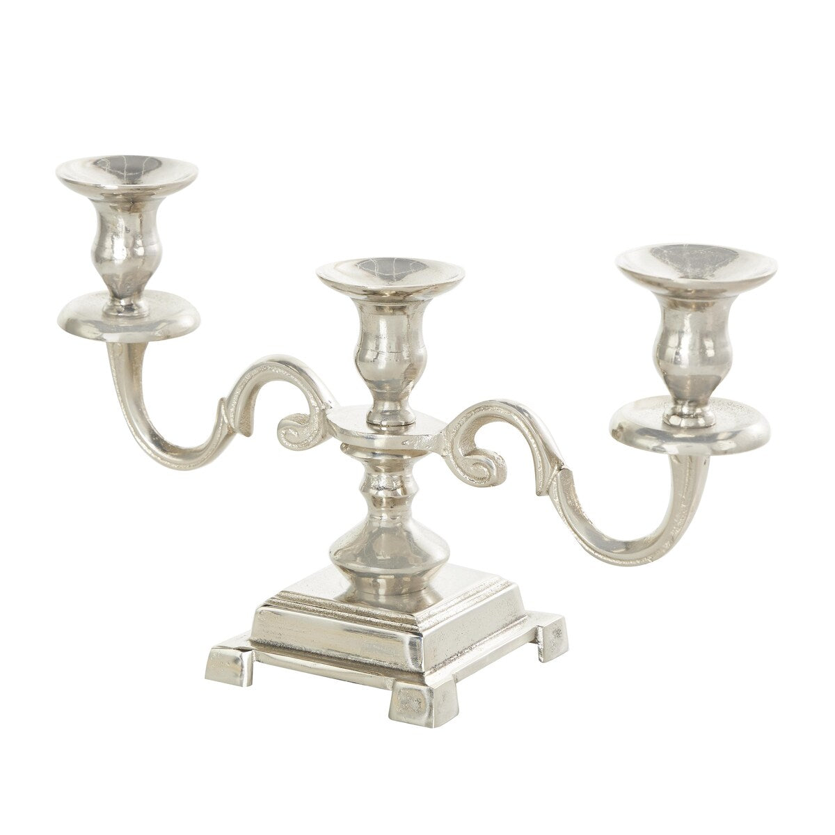 Aluminum Metal Scrolled Candelabra - Gold or Silver - The Novogratz