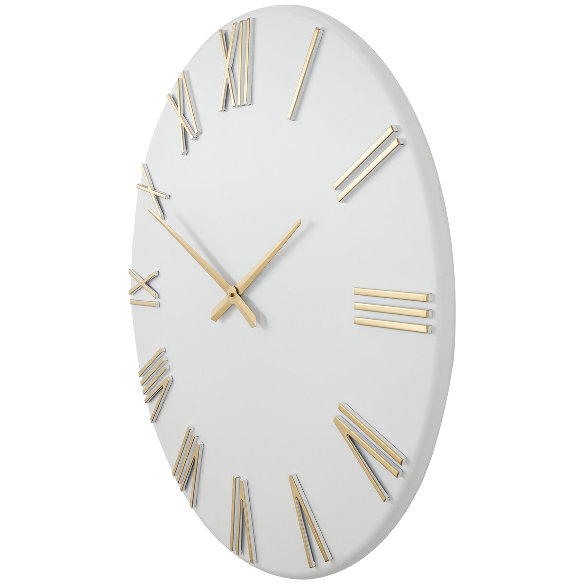 Metal Decorative Wall Clock with Gold Hands and Numbers - Black or White - Roche River Decor