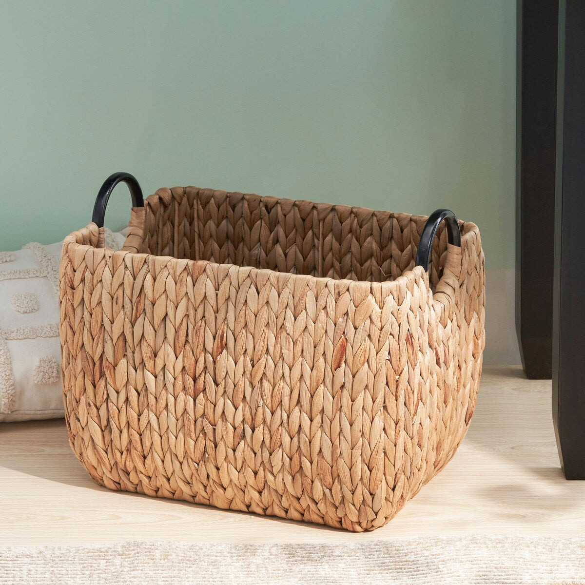 Ludmilla Rectangular Multi Purpose Water Hyacinth Woven Wicker Baskets with Handles - 16 x 12 x 13