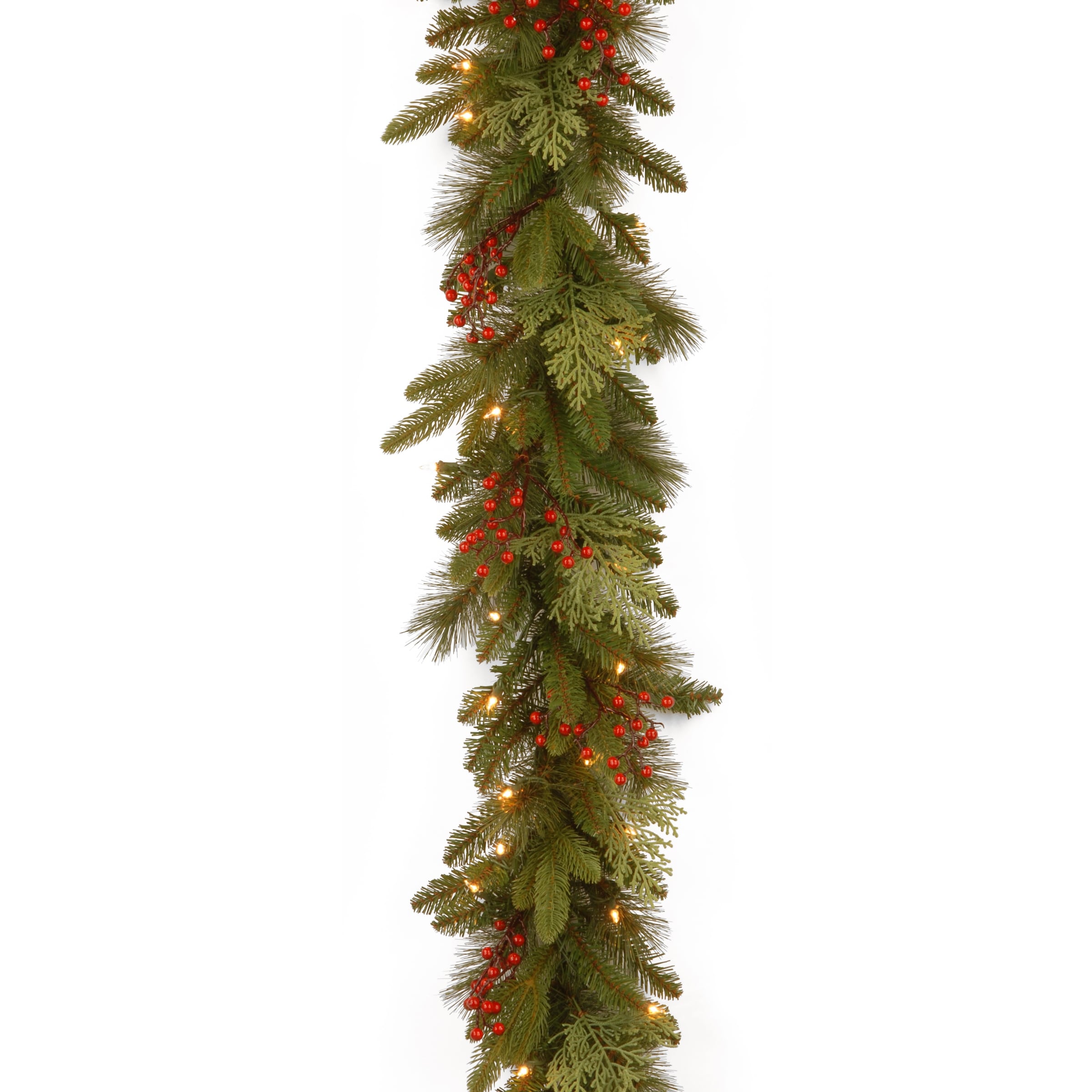 National Tree Company 9 ft. Classical Collection Green/Red Garland with Clear Lights - 9 ft