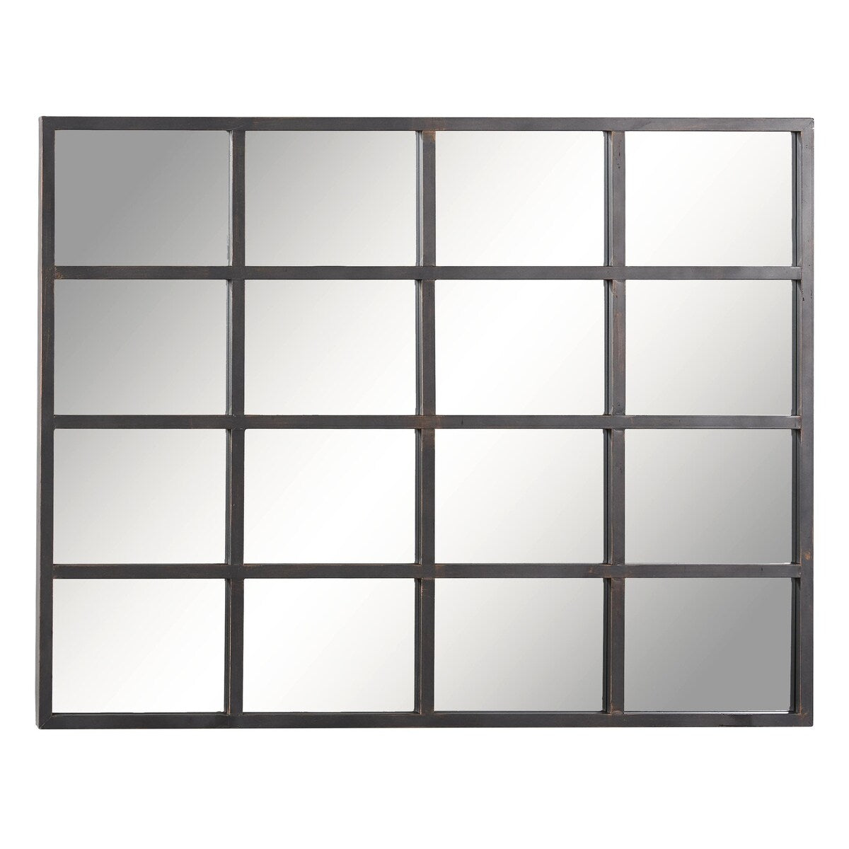 Metal Window Pane Inspired Grid Room Wall Mirror - Copper, Brown, Black - Roche River Decor