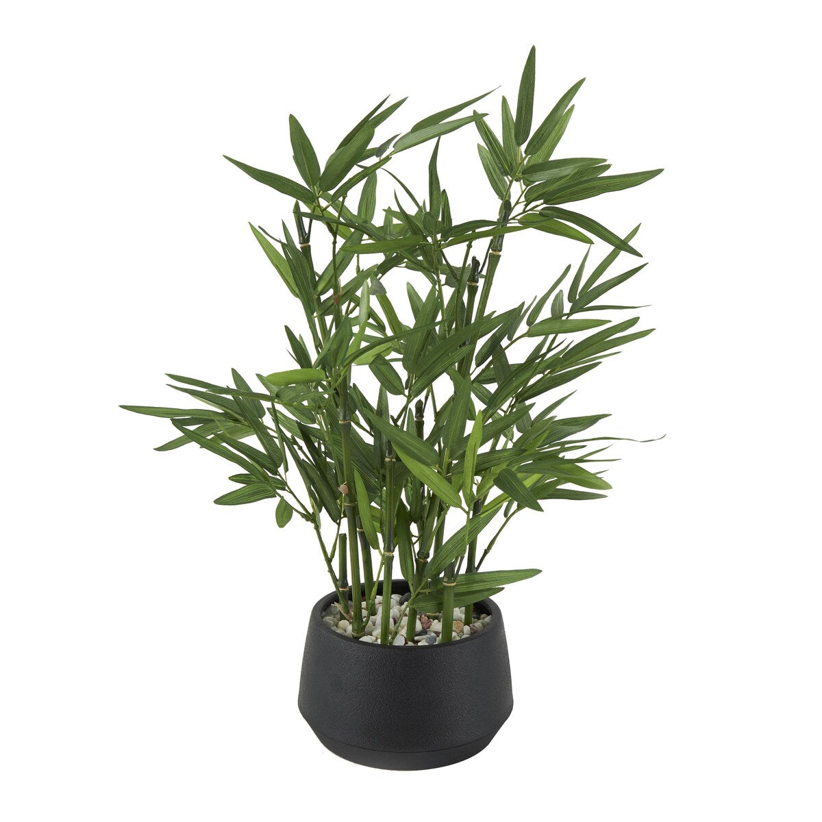 Faux Foliage Artificial Plant with Black Plastic Pot - Green - Roche River Decor