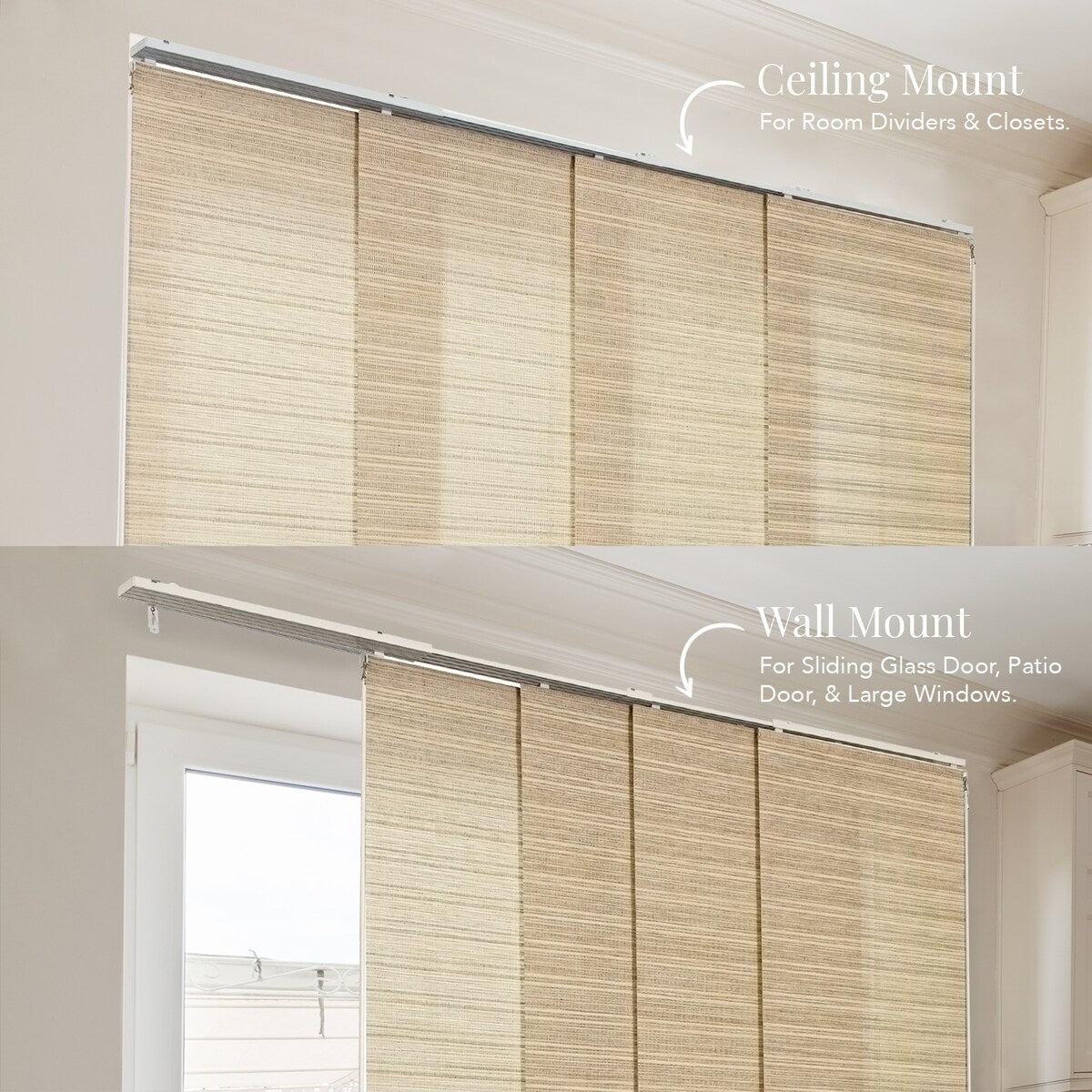 CHICOLOGY Adjustable Sliding Panels, 4-Rail Track, Vertical Blinds, Pation Door Curtain, Room Divider