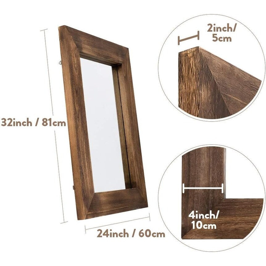 Farmhouse Wooden Framed Bathroom Vanity Wall Mirror