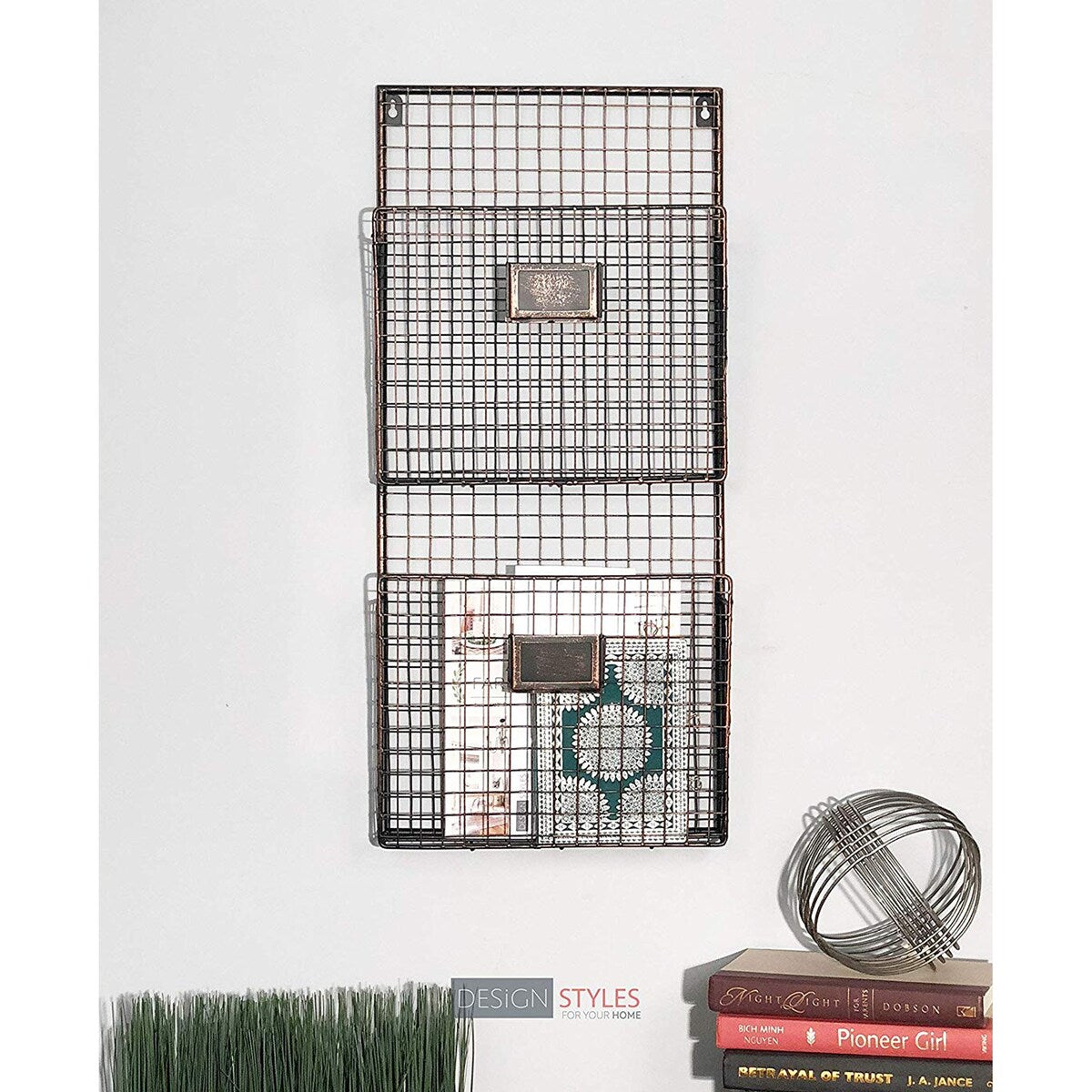 DesignStyles Metal Two Pocket Wall File Holder