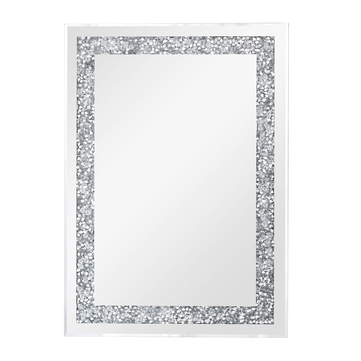 KOHROS Silver Rectangle Crystal Decorative Wall Mirror