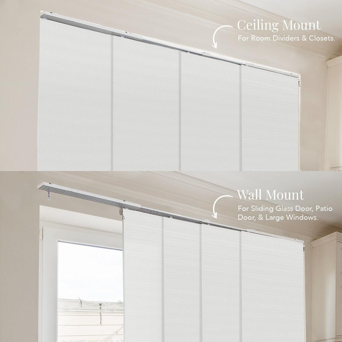 CHICOLOGY Adjustable Sliding Panels, 4-Rail Track, Vertical Blinds, Pation Door Curtain, Room Divider