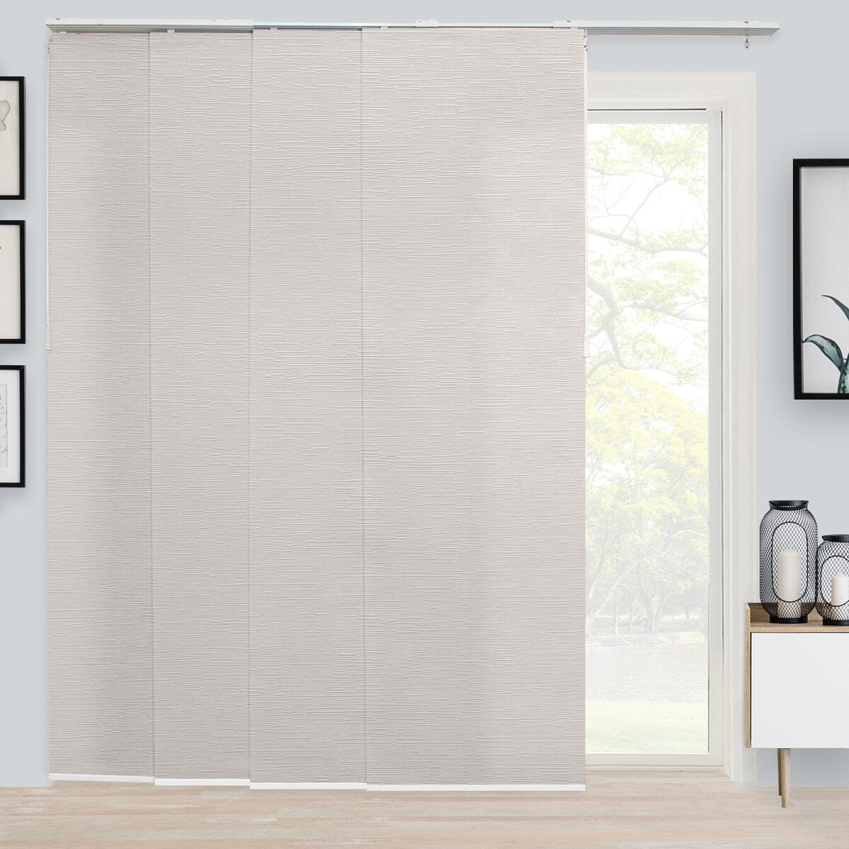 CHICOLOGY Adjustable Sliding Panels, 4-Rail Track, Vertical Blinds, Pation Door Curtain, Room Divider