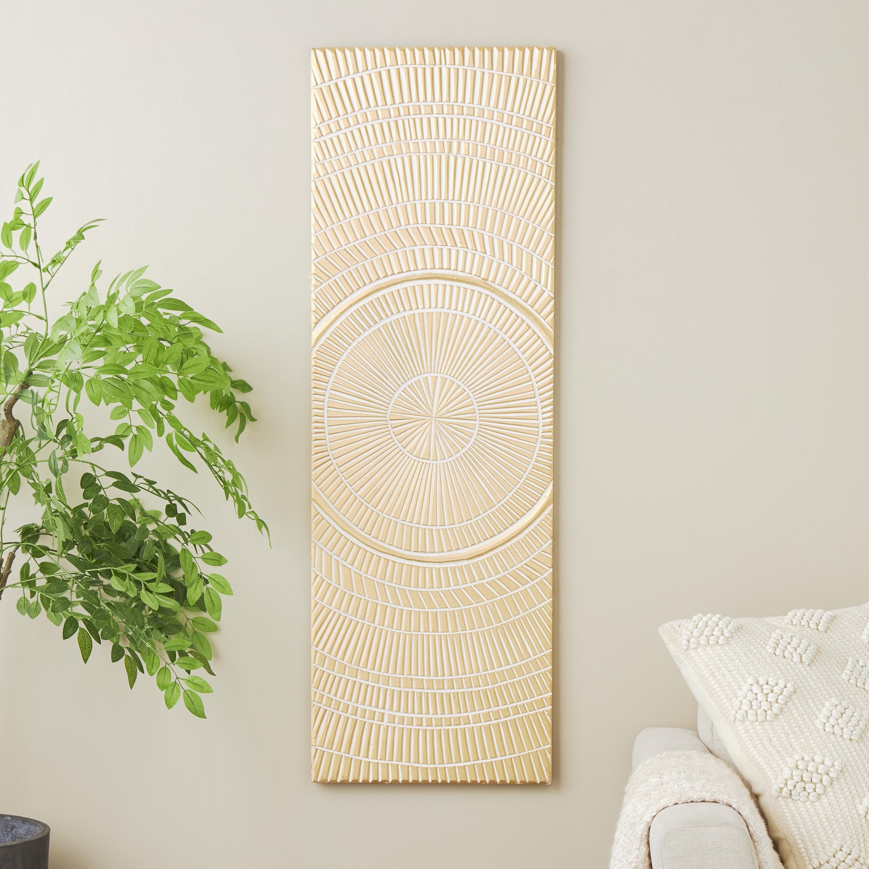 Wood Geometric Handmade Intricately Carved Radial Home Wall Decor - Gold - Roche River Decor