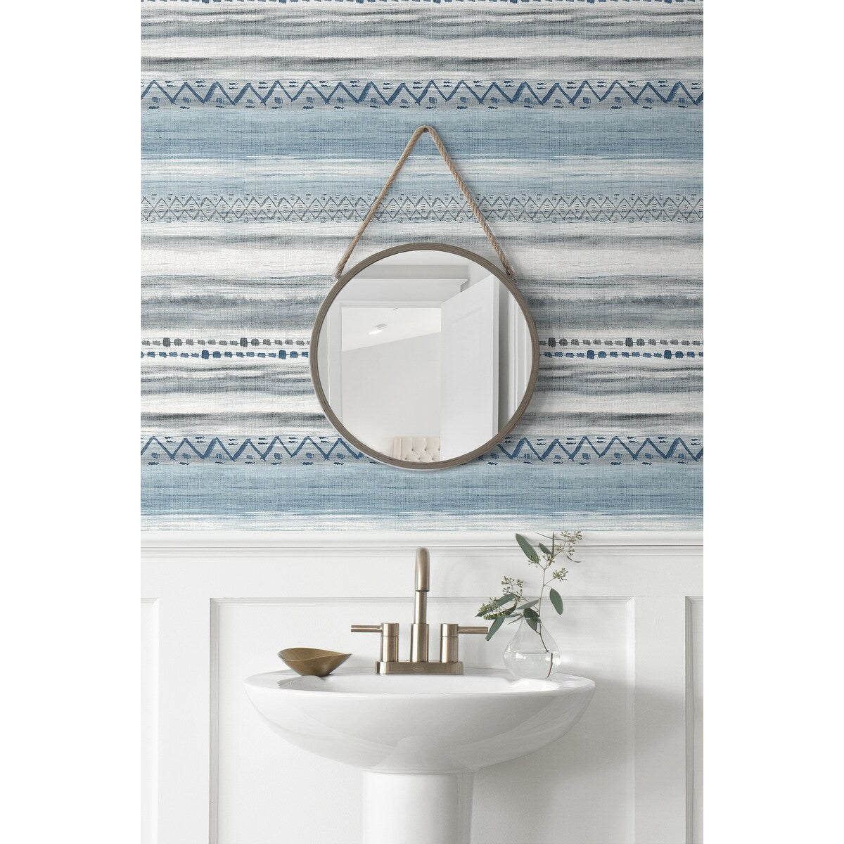 Seabrook Designs Trevino Tribal Stripes Unpasted Wallpaper