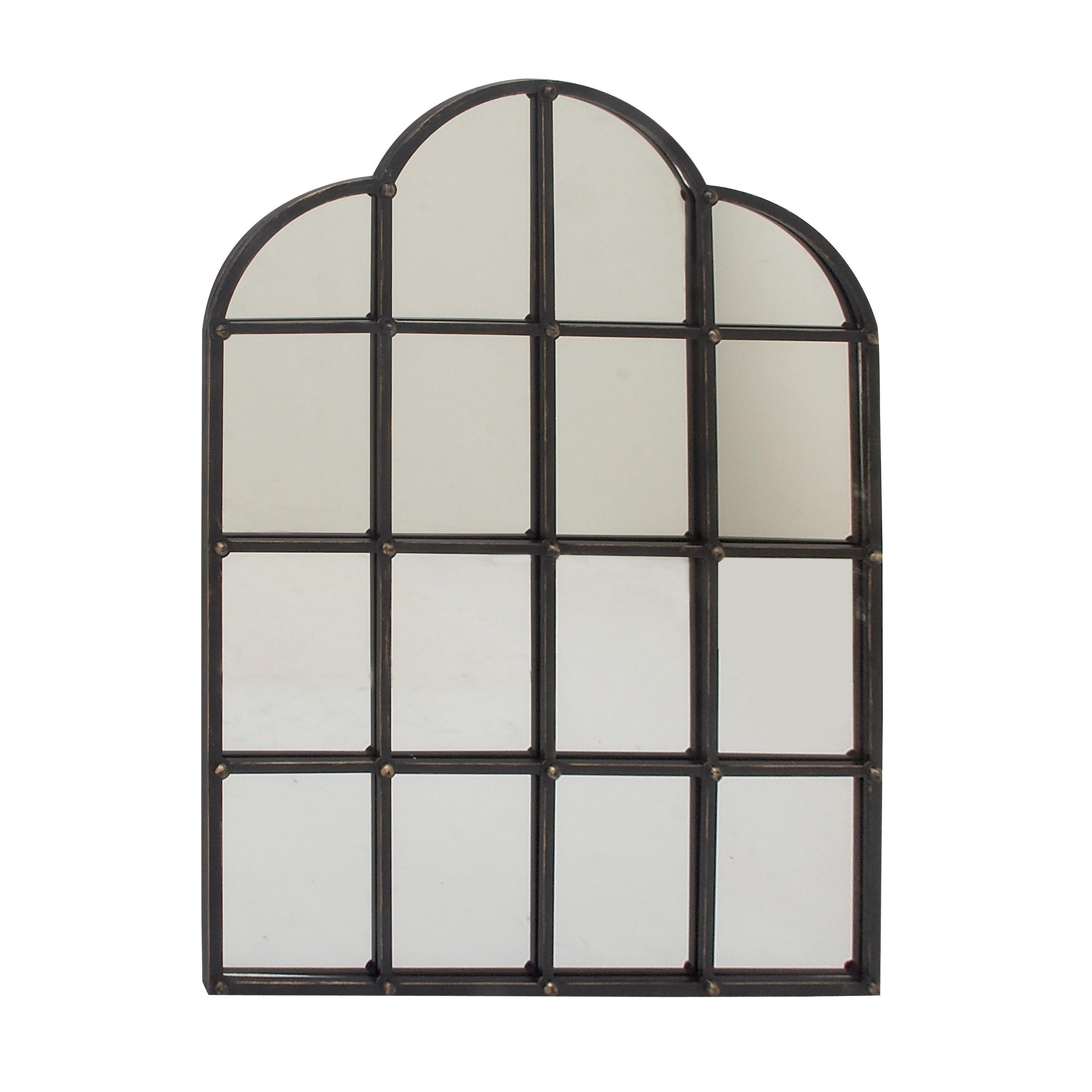 Metal Window Pane Inspired Grid Room Wall Mirror - Copper, Brown, Black - Roche River Decor