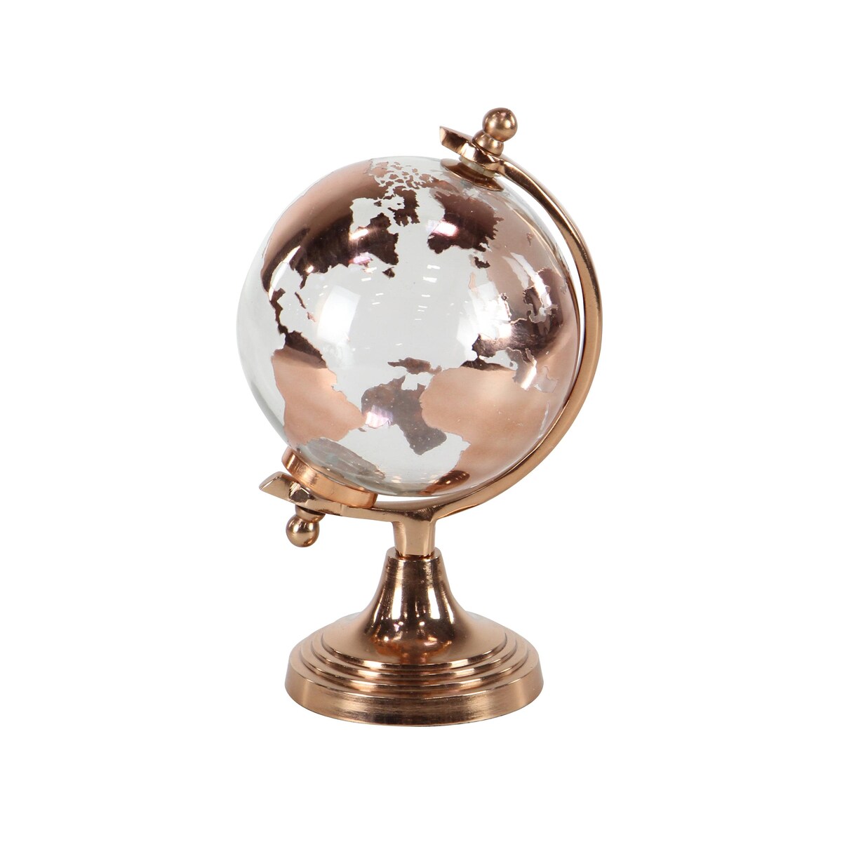 Aluminum Metal Globe with Tiered Base - Copper, Gold or Silver - Roche River Decor