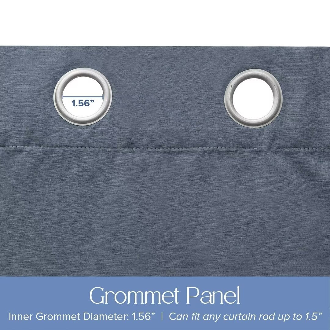 Blackout Brushed Textured Grommet Curtain Pair(2 Panels)