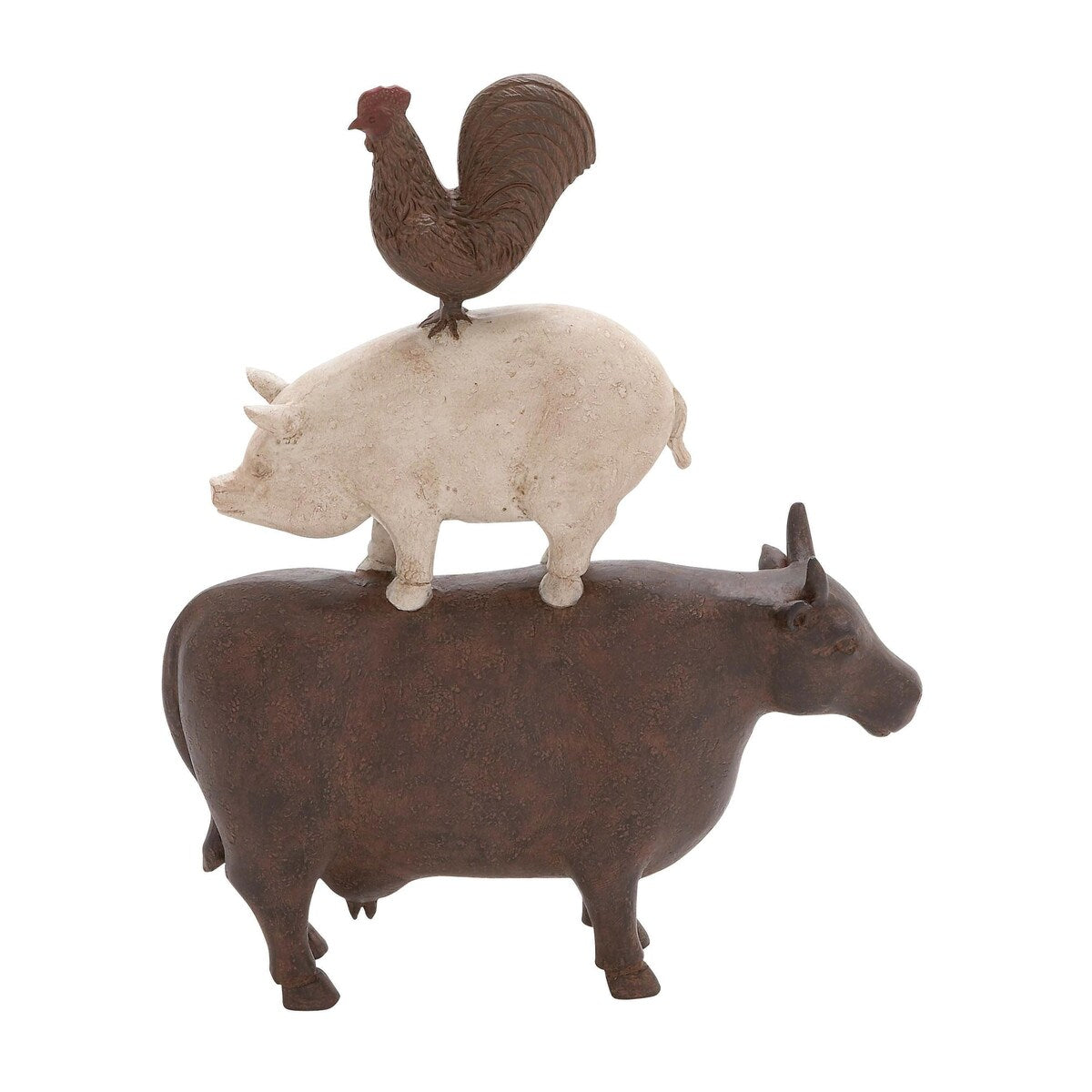 Polystone Farm Animals Stacked Decorative Sculpture - Brown - Roche River Decor