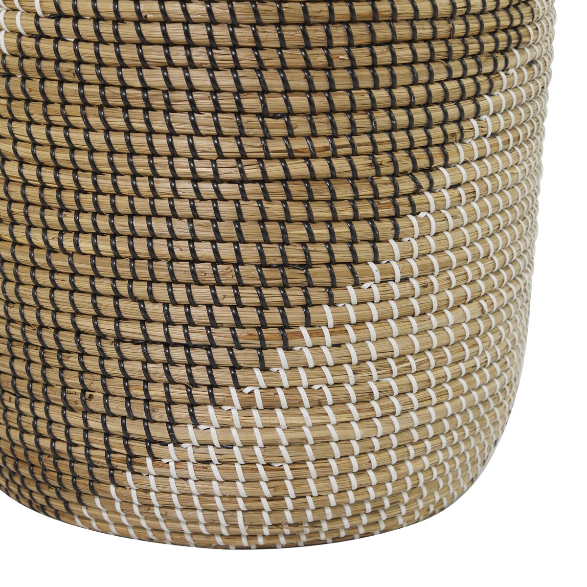 Seagrass Handmade Two Toned Decorative and Functional Storage Basket with Matching Lids - Set of 2 Brown - Roche River Decor