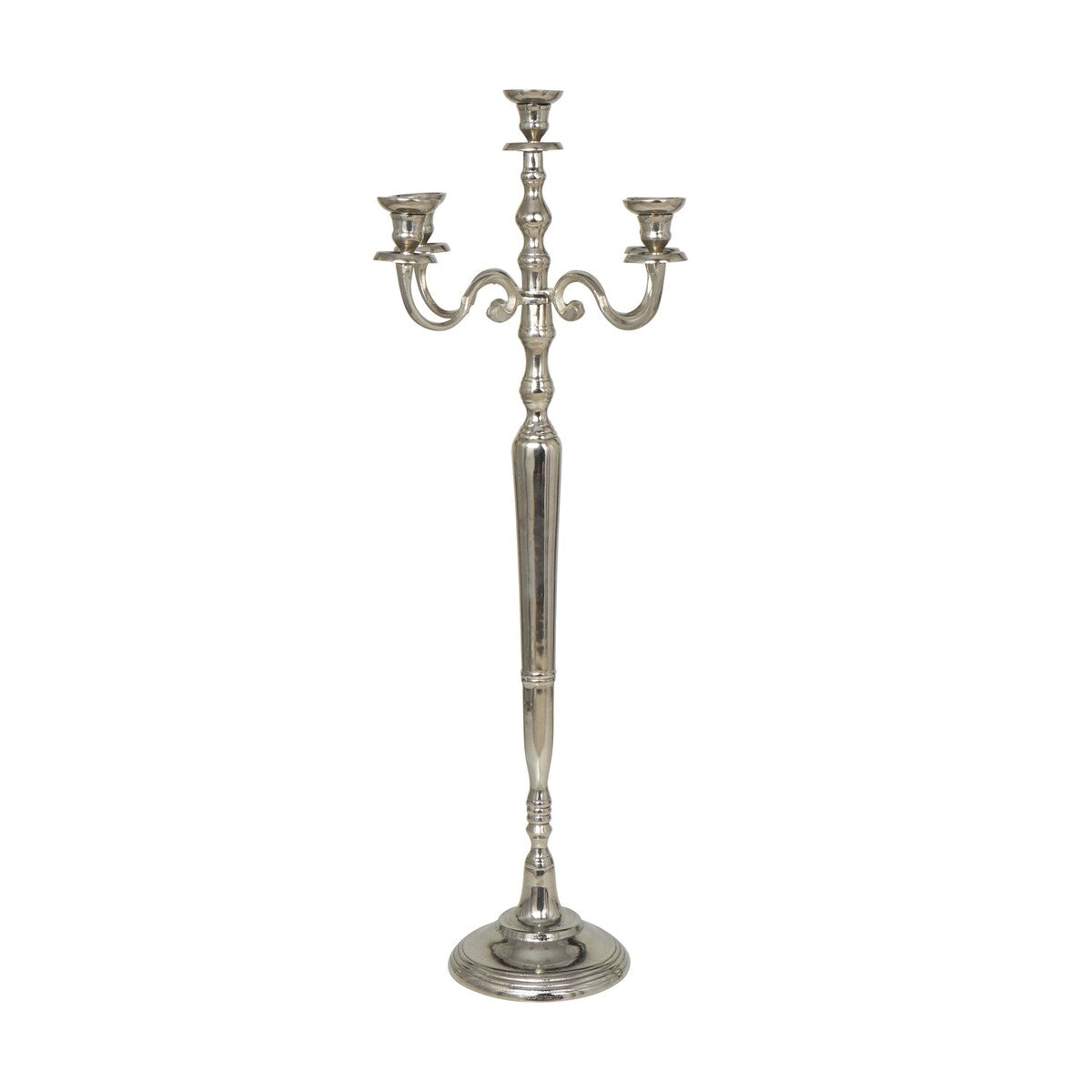 Aluminum Metal Tall Floor 5 Candle Candelabra - Gold or Silver - Roche River Decor