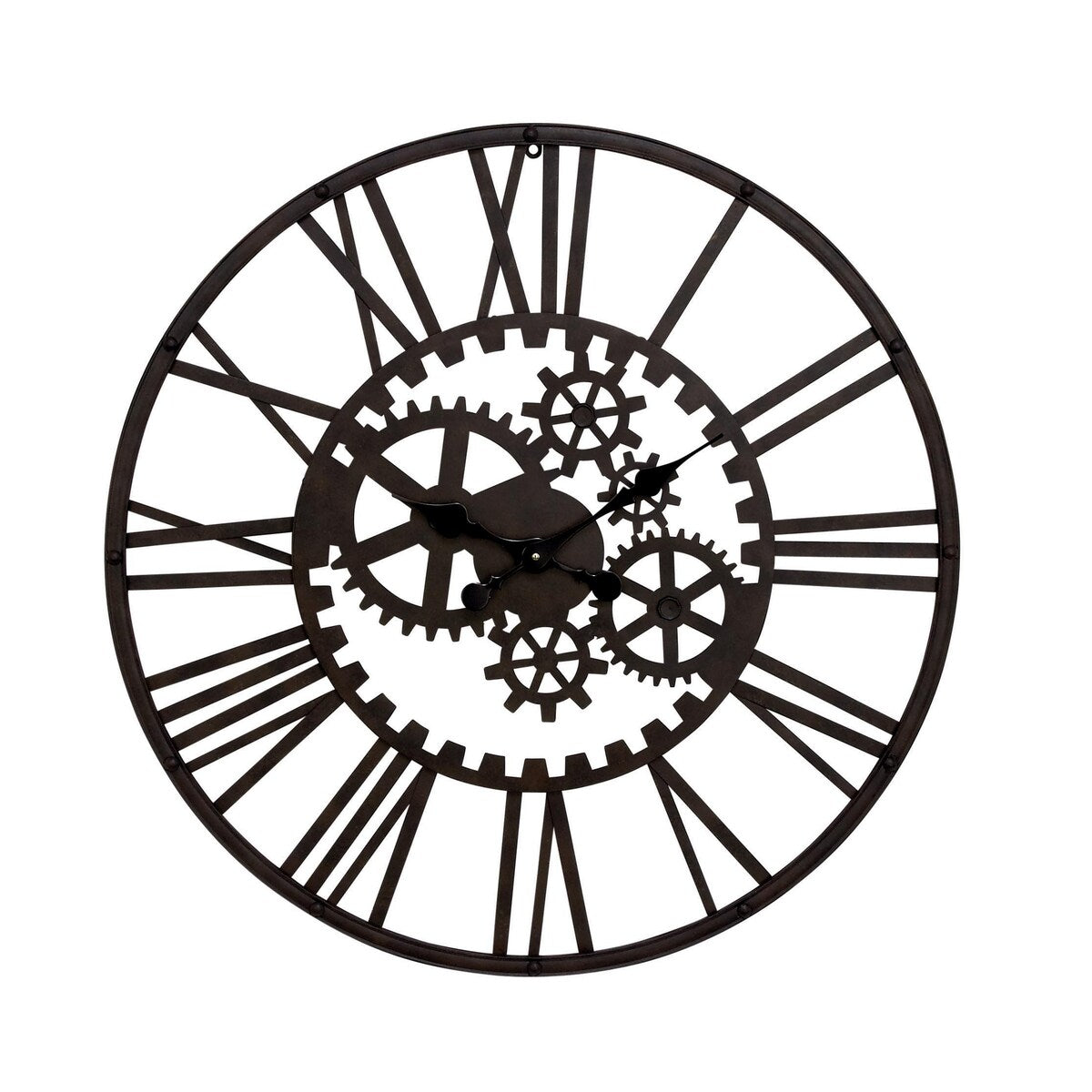 Metal Gear Decorative Wall Clock - Black - Roche River Decor