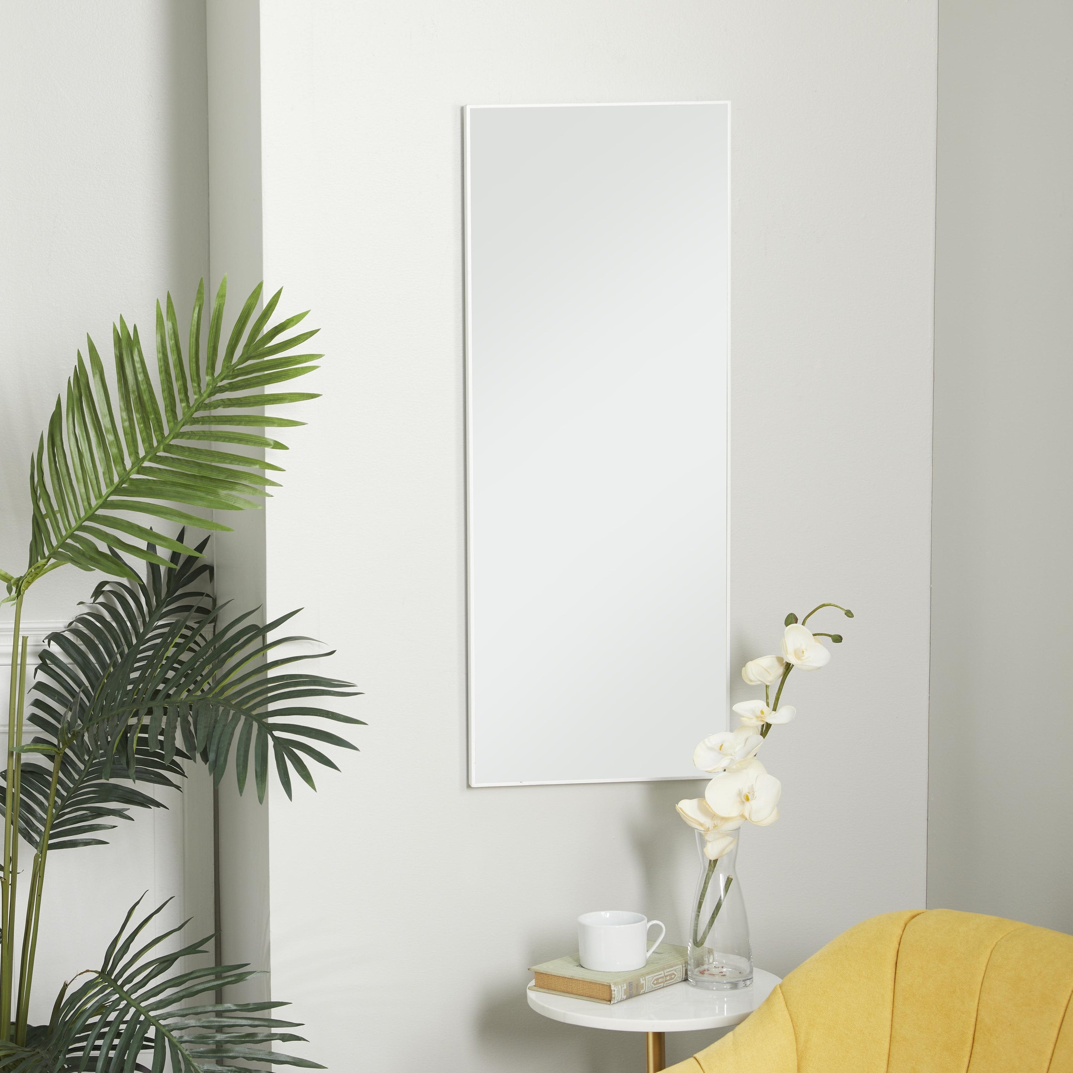 Wood Room Wall Mirror with Thin Minimalistic Frame - Black, White or Gold - Roche River Decor