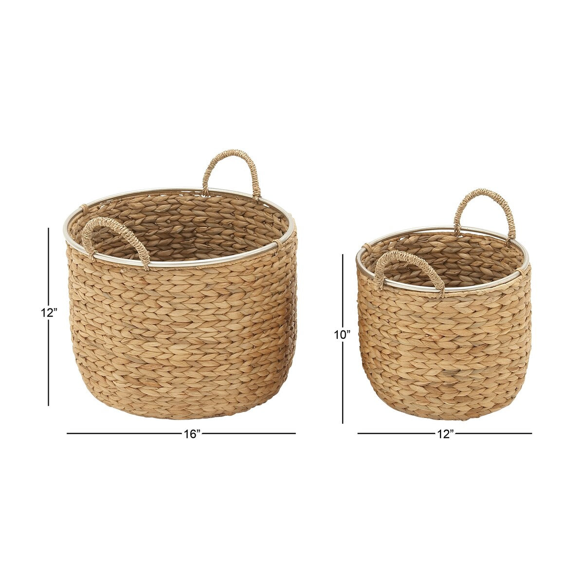 Seagrass Handmade Decorative and Functional Storage Basket with Handles - Set of 2 Light Brown - Roche River Decor