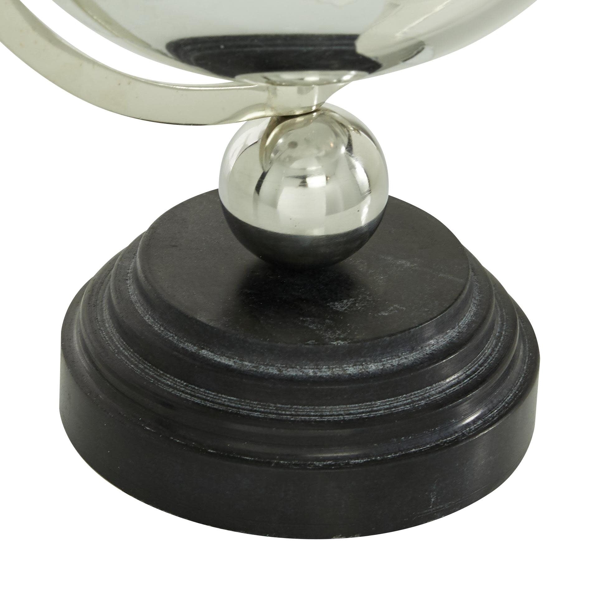 Marble Globe with Marble Base and Black, Tiered or White Base - Silver or Gold - Roche River Decor