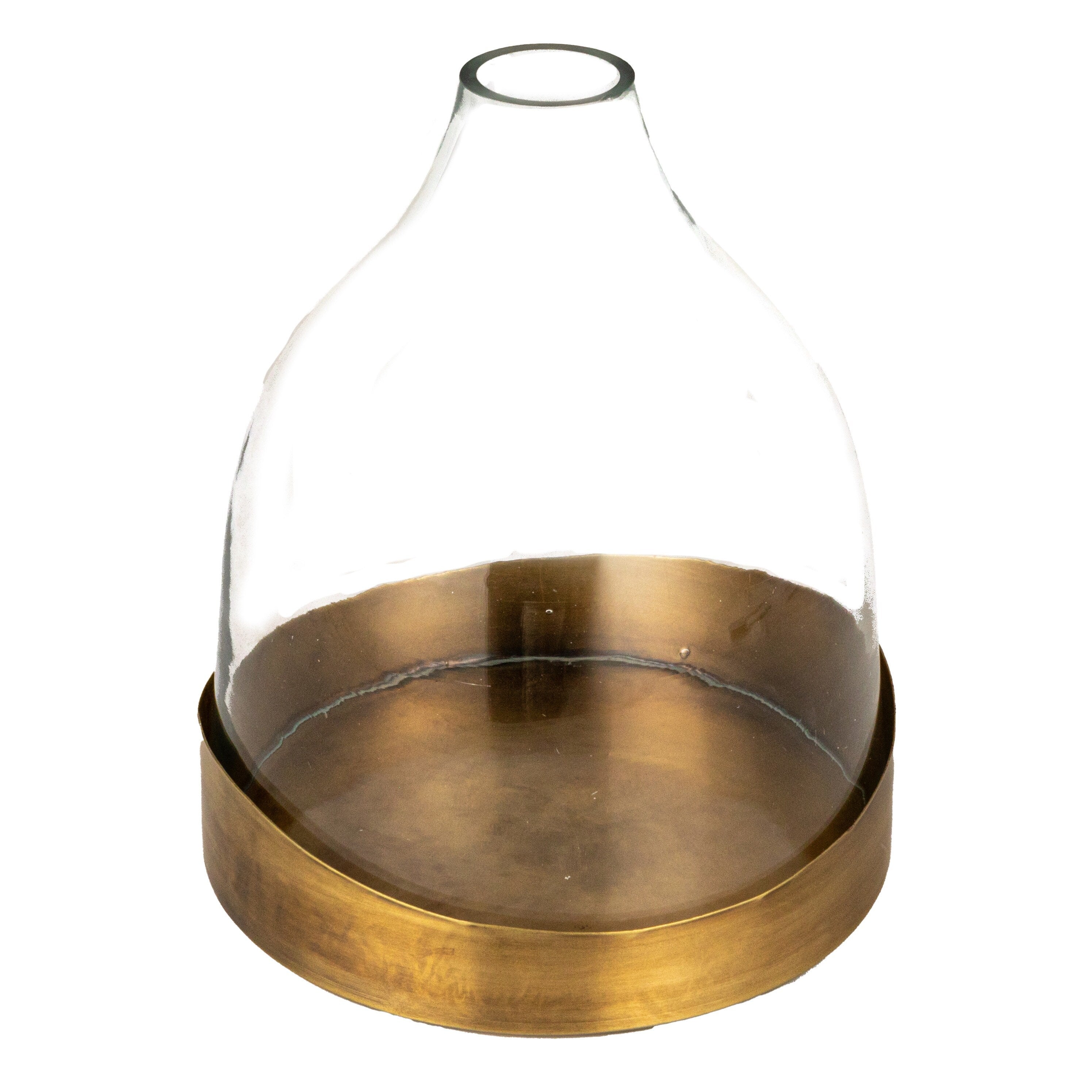 Decorative Glass Cloche with Metal Tray