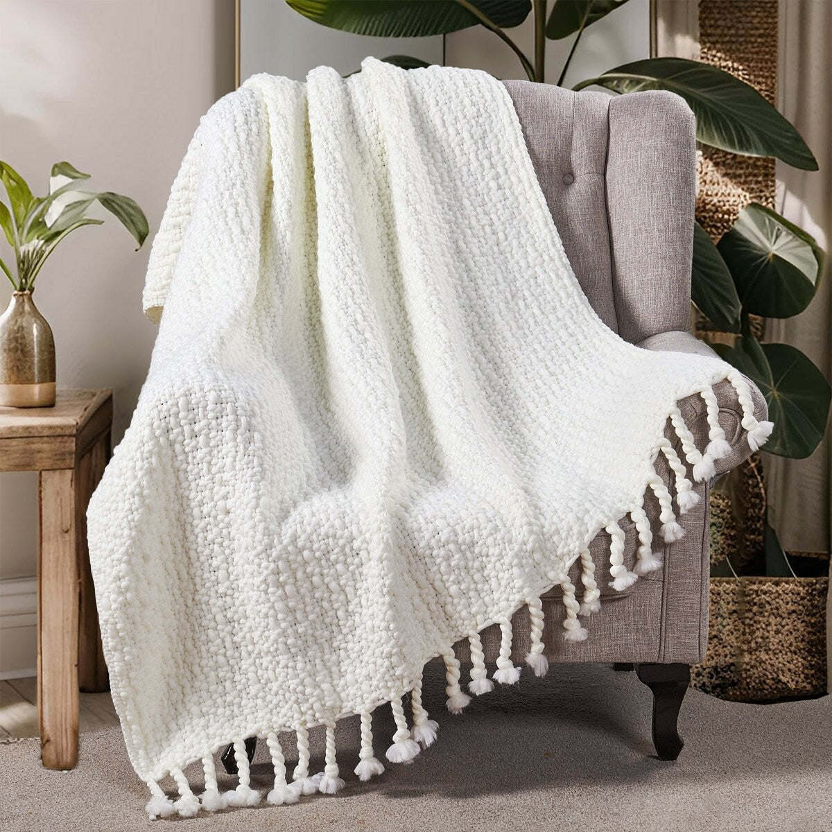 Home Soft Things Basket Weave Throw Super Soft Warm Blanket