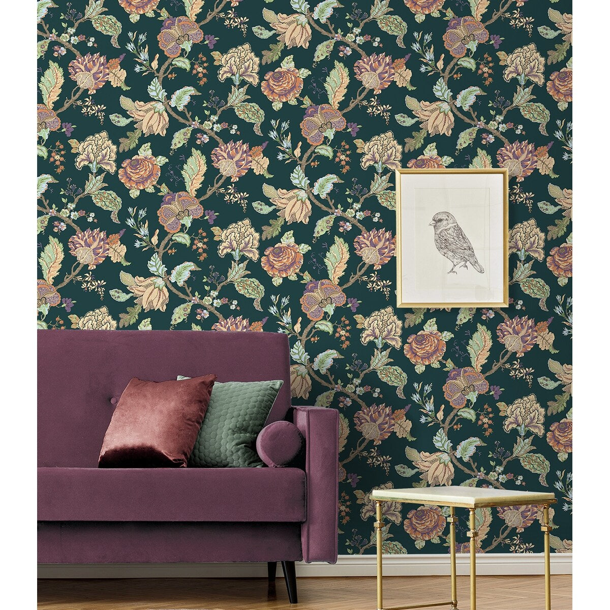 NextWall Kianna Jacobean Peel and Stick Wallpaper