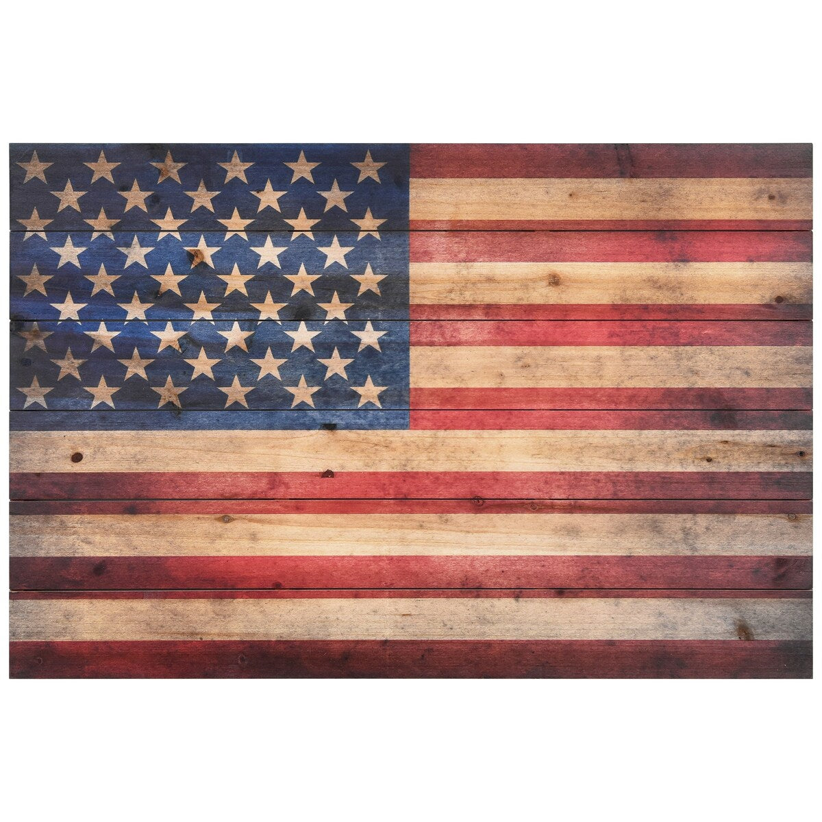 American Flag Solid Fir Wood Plank Wall Art