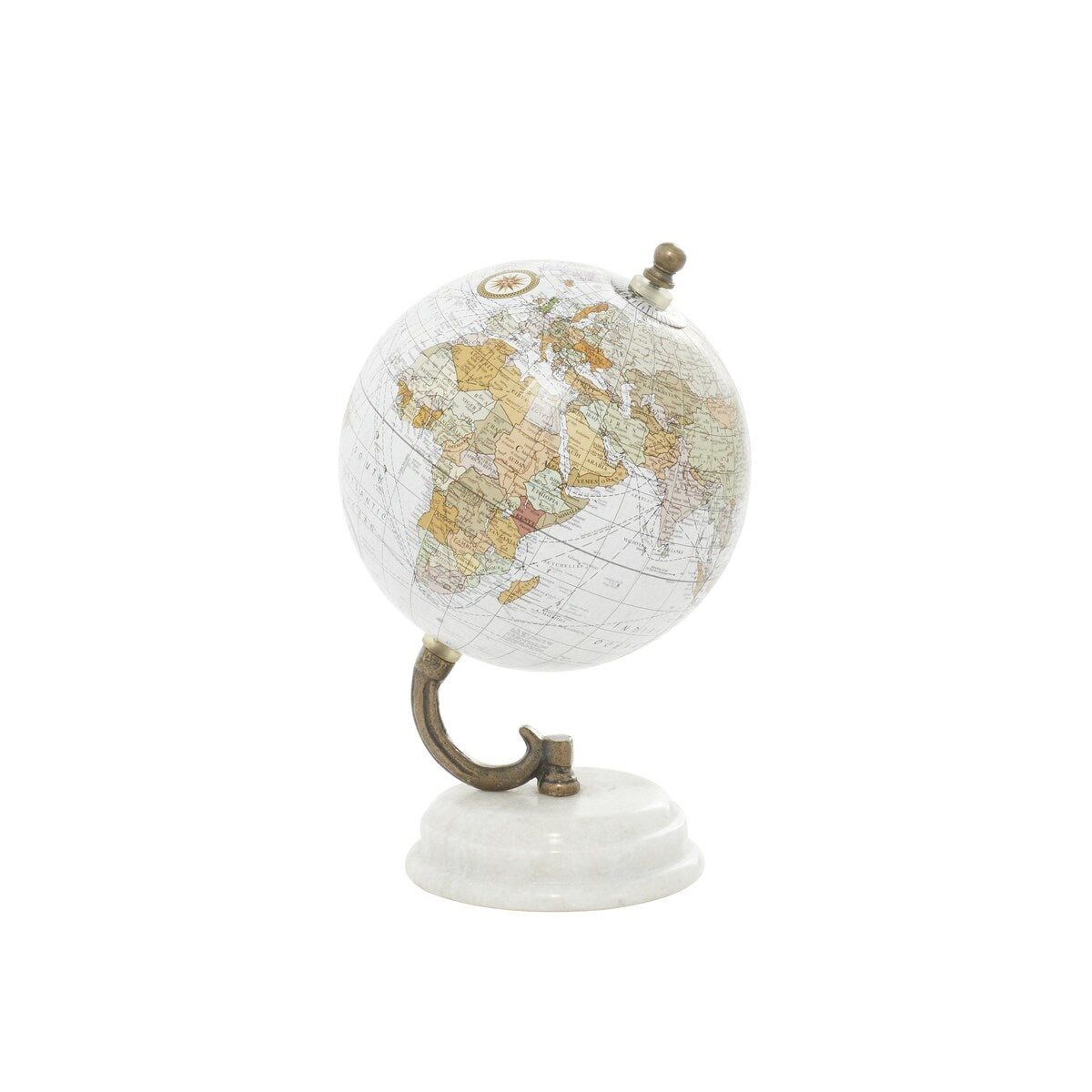 Marble Globe with White Marble Base - White - Roche River Decor