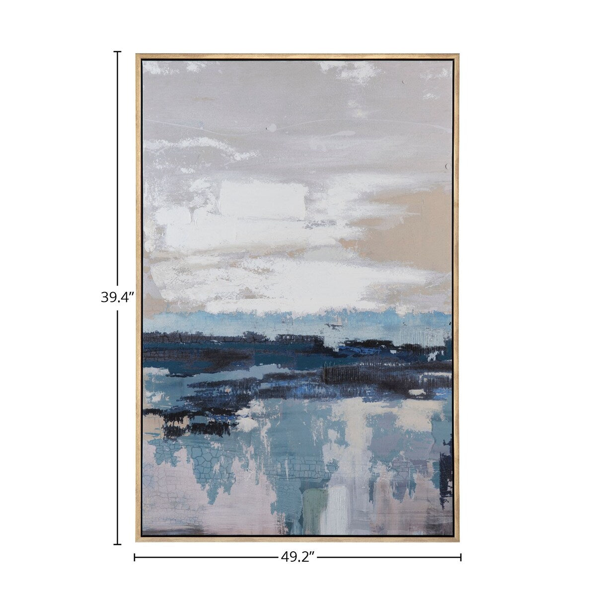 Waterside Canvas Wall Art with Gold Frame - Blue