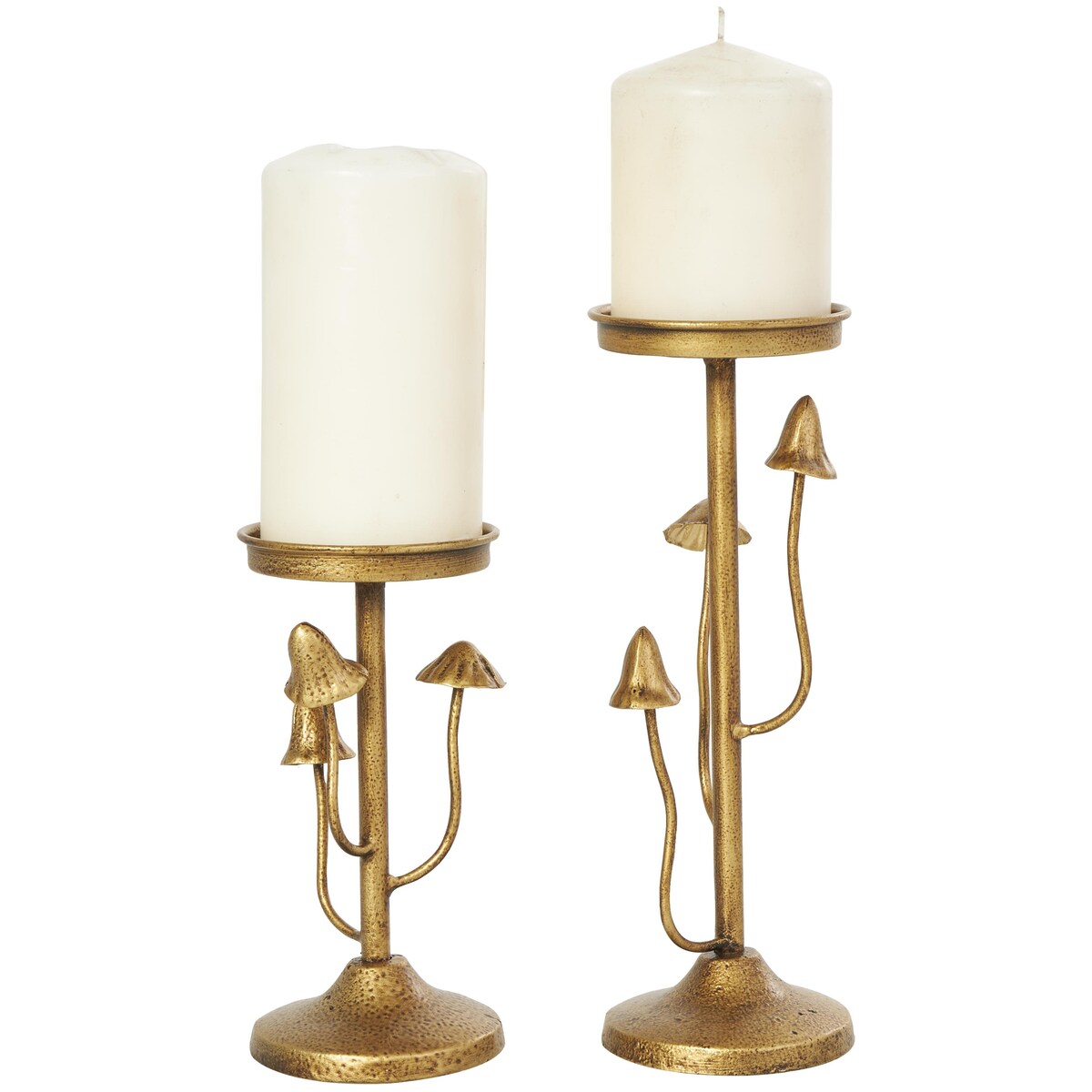 Metal Abstract Mushroom Inspired Decorative Candle Holder - Set of 2 Gold - Roche River Decor