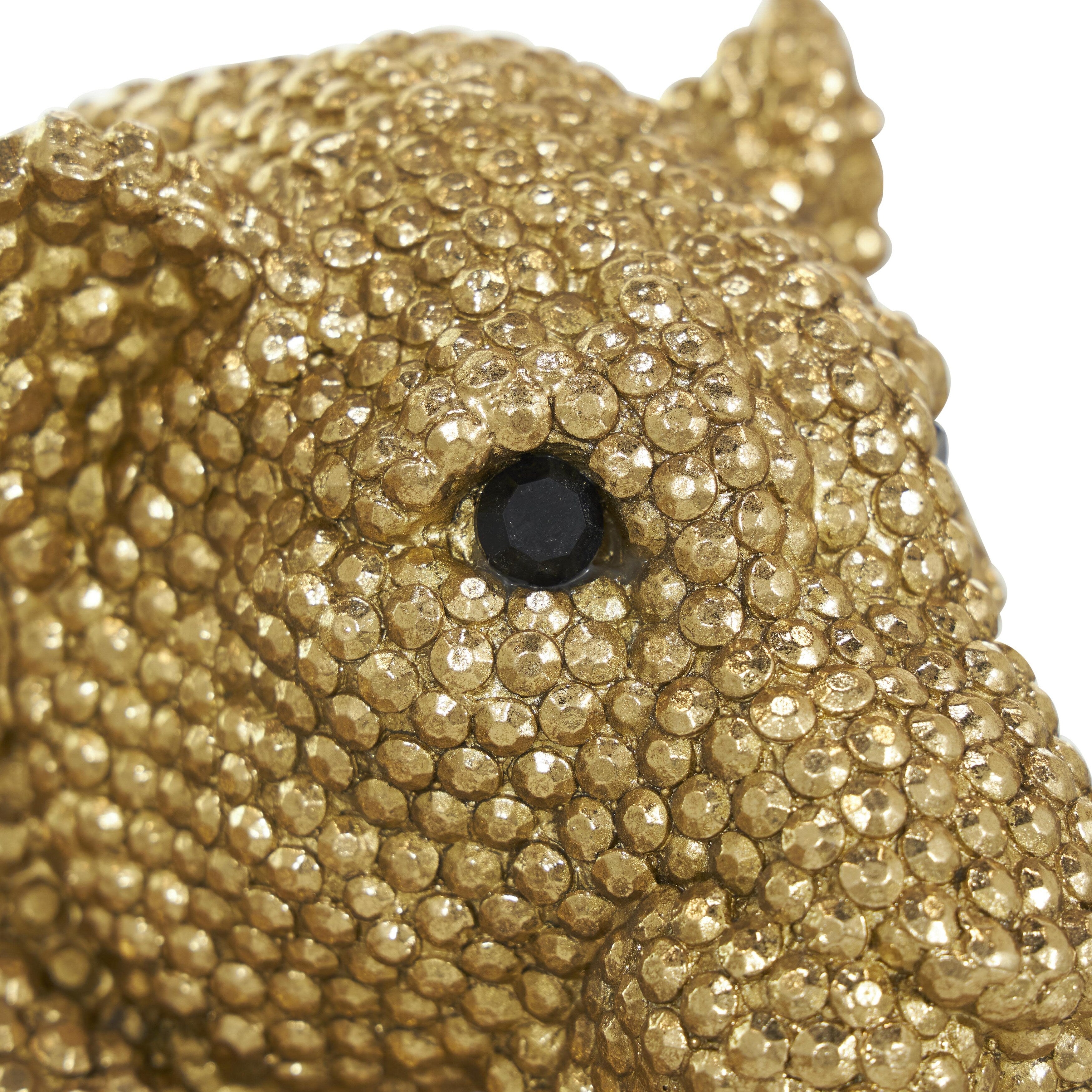 Polystone Leopard Decorative Sculpture with Carved Faceted Diamond Exterior - Black, White, Gold or Silver - Roche River Decor