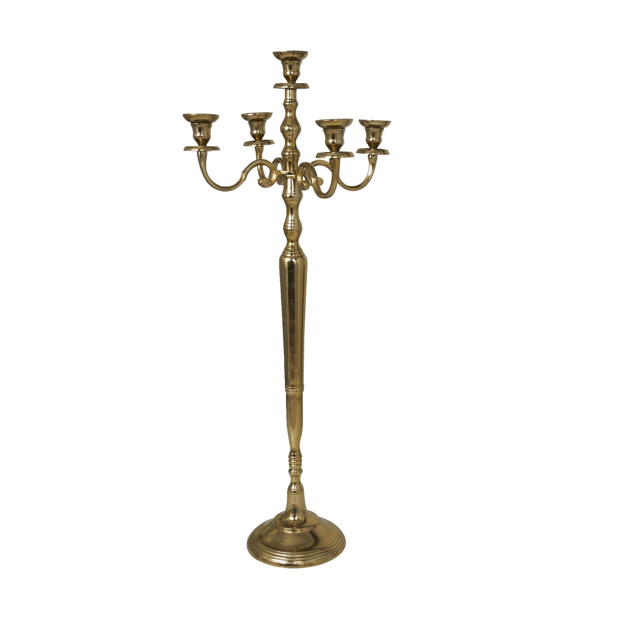 Aluminum Metal Tall Floor 5 Candle Candelabra - Gold or Silver - Roche River Decor