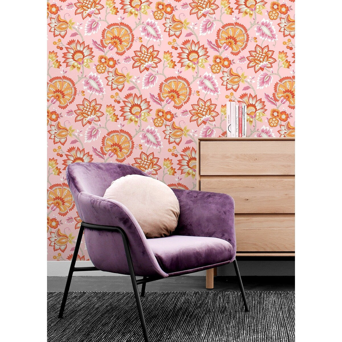 NextWall Jacobean Blossom Floral Peel and Stick Wallpaper