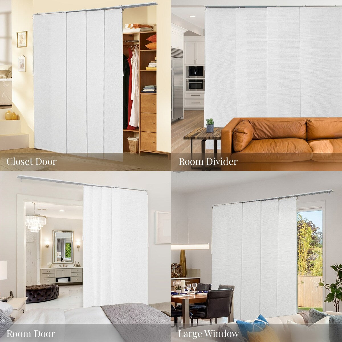 CHICOLOGY Adjustable Sliding Panels, 4-Rail Track, Vertical Blinds, Pation Door Curtain, Room Divider