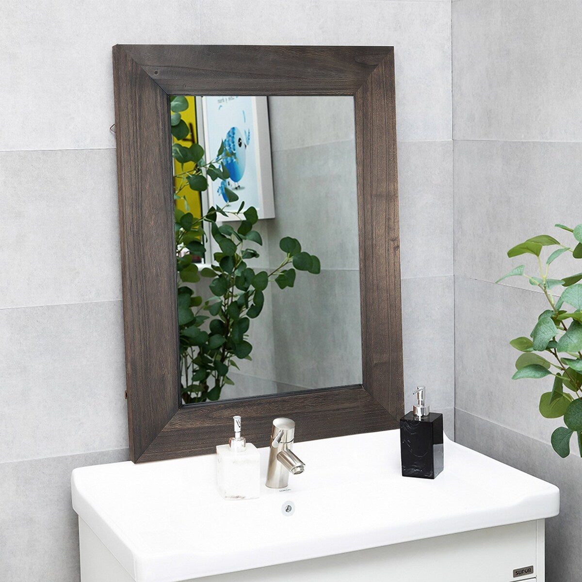 Farmhouse Wooden Framed Bathroom Vanity Wall Mirror